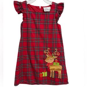 🎄🧑‍🎄 Rare Editions Girls Christmas Plaid Dress Reindeer Holiday Dress Size 4T